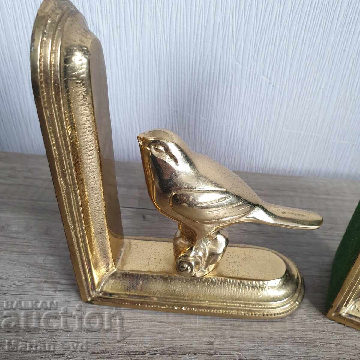 Δύο παλιά μπρούτζινα διαχωριστικά βιβλίων με πουλιά - 6