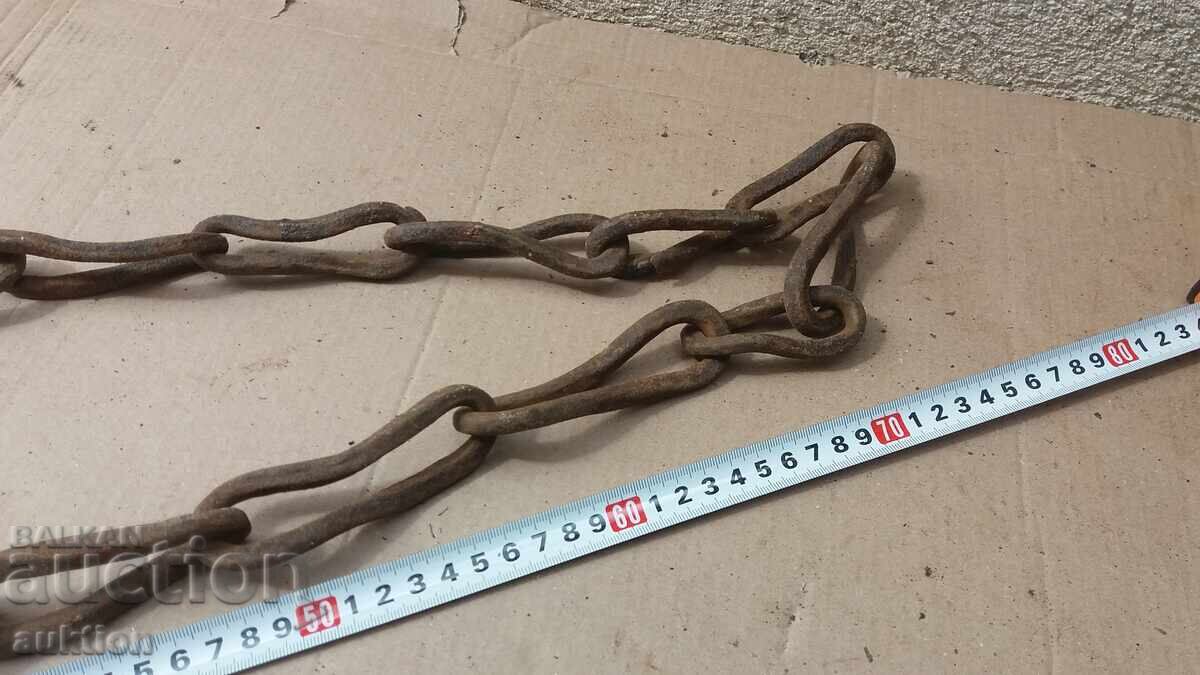 MASSIVE WROUGHT IRON FIREPLACE CHAIN - 5 MASSIVE WROUGHT IRON FIREPLACE CHAIN - 5