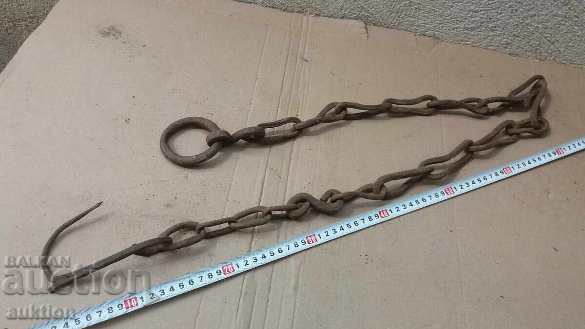 MASSIVE WROUGHT IRON FIREPLACE CHAIN - 7 MASSIVE WROUGHT IRON FIREPLACE CHAIN - 7
