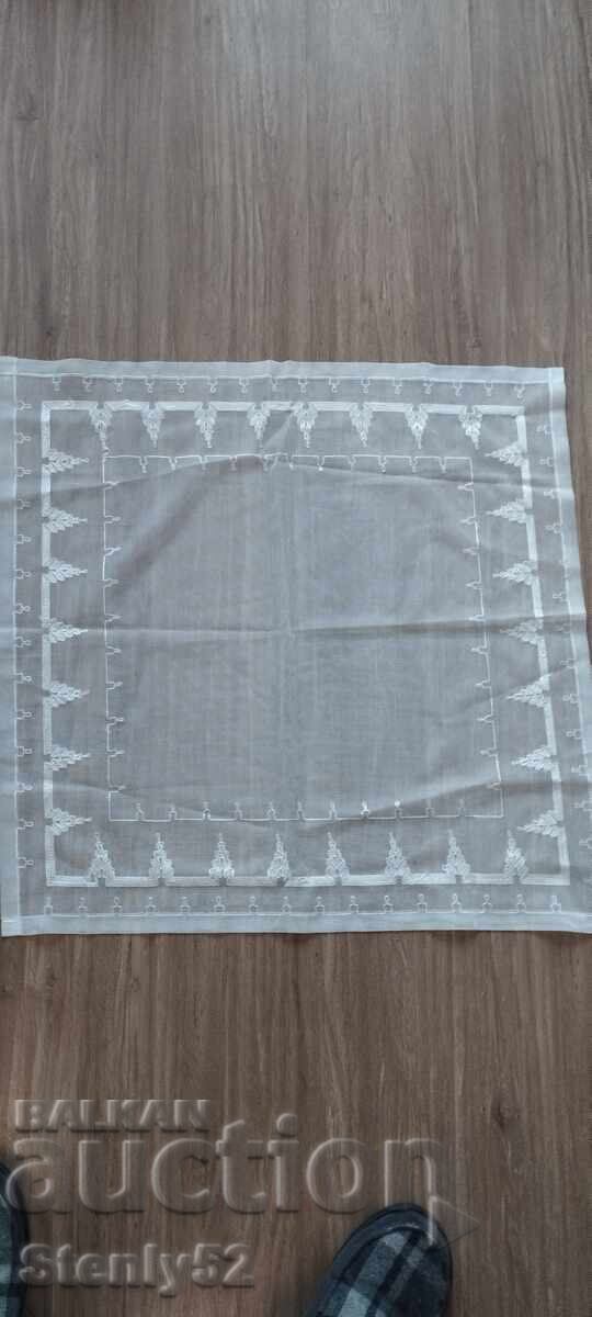Auction Cover, square on tulle 64/62 cm. hand embroidery Auction Cover, square on tulle 64/62 cm. hand embroidery