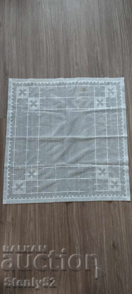 Auction Cover, square on tulle 61/59 cm. hand embroidery Auction Cover, square on tulle 61/59 cm. hand embroidery