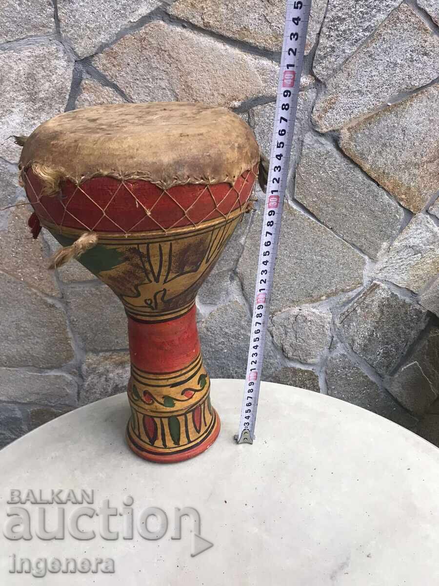 Auction Ceramic Tarambuka, Natural Leather, Hand-Painted Auction Ceramic Tarambuka, Natural Leather, Hand-Painted