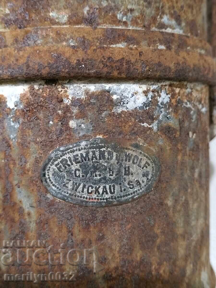 Lampă veche de minerit cu carbid, reflector, lanternă - 6