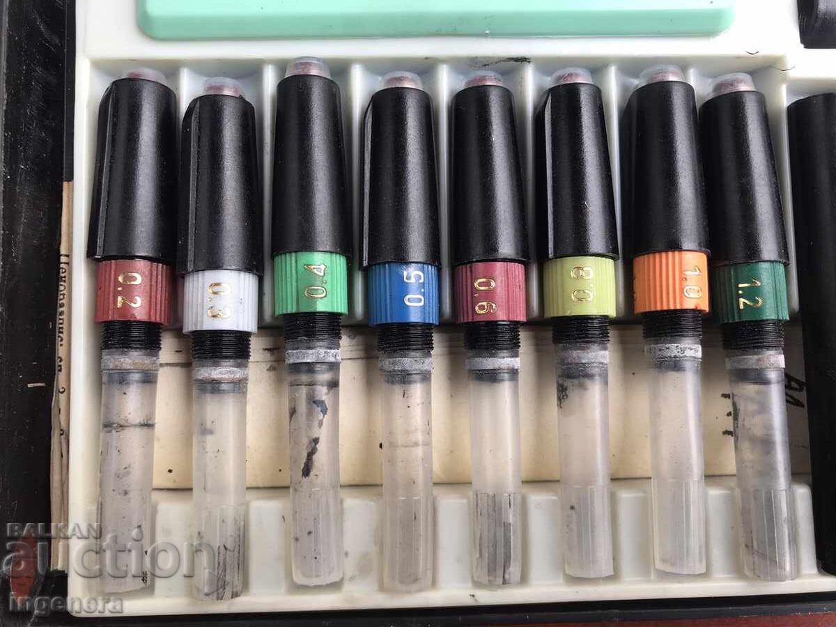 Rapidograph Set, Used, 0.2 to 1.2 mm, Good Condition with price 18.00 BGN | € 9.20 Rapidograph Set, Used, 0.2 to 1.2 mm, Good Condition with price 18.00 BGN | € 9.20