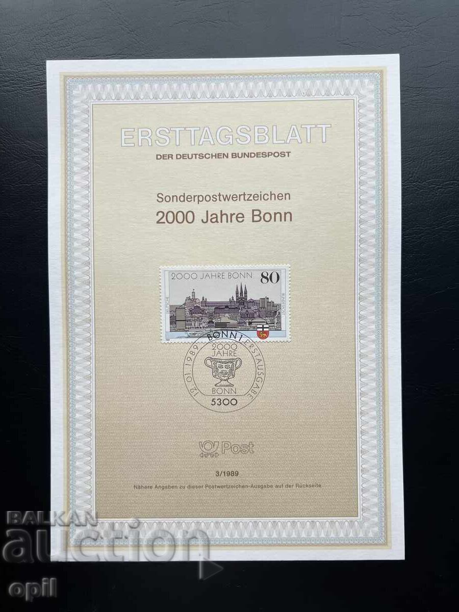 Germania '89 Foaie de Prima Zi cu Timbre