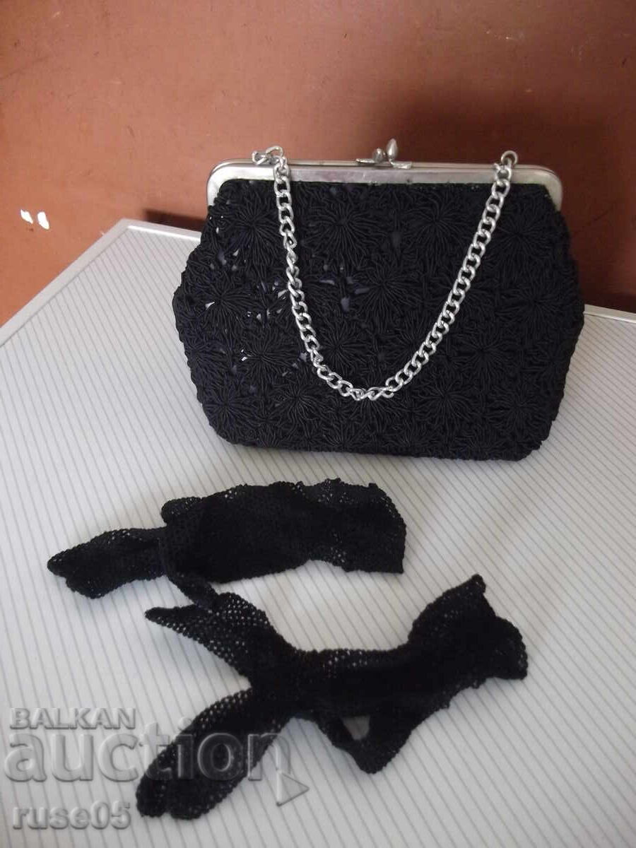 Woman's bag in a crochet pattern and gloves on 1 hook, old Woman's bag in a crochet pattern and gloves on 1 hook, old