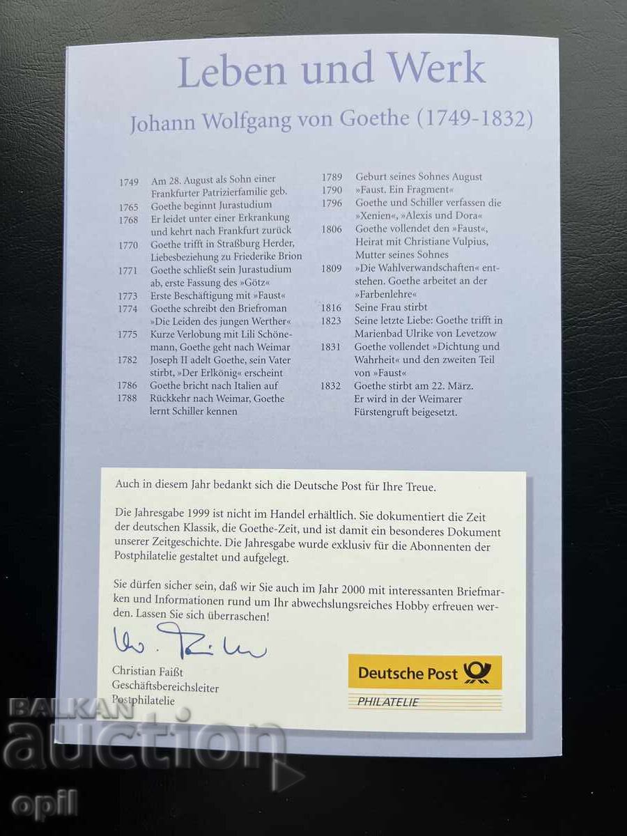 Delivery of Germany '99 Thematic Stamp Set in a Booklet Delivery of Germany '99 Thematic Stamp Set in a Booklet