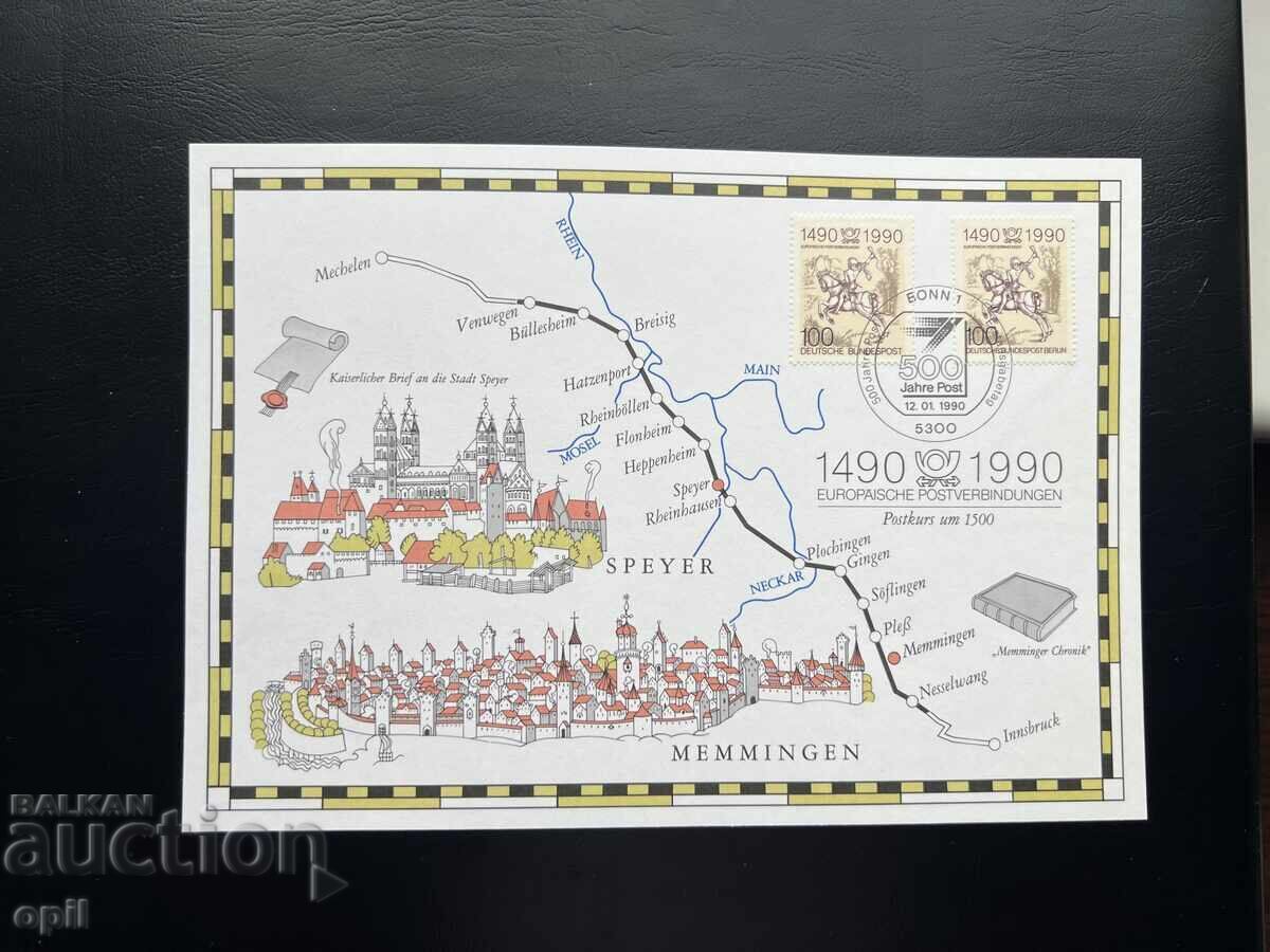 Germania '90 Foaie Prima Zi cu Mărci Germania '90 Foaie Prima Zi cu Mărci