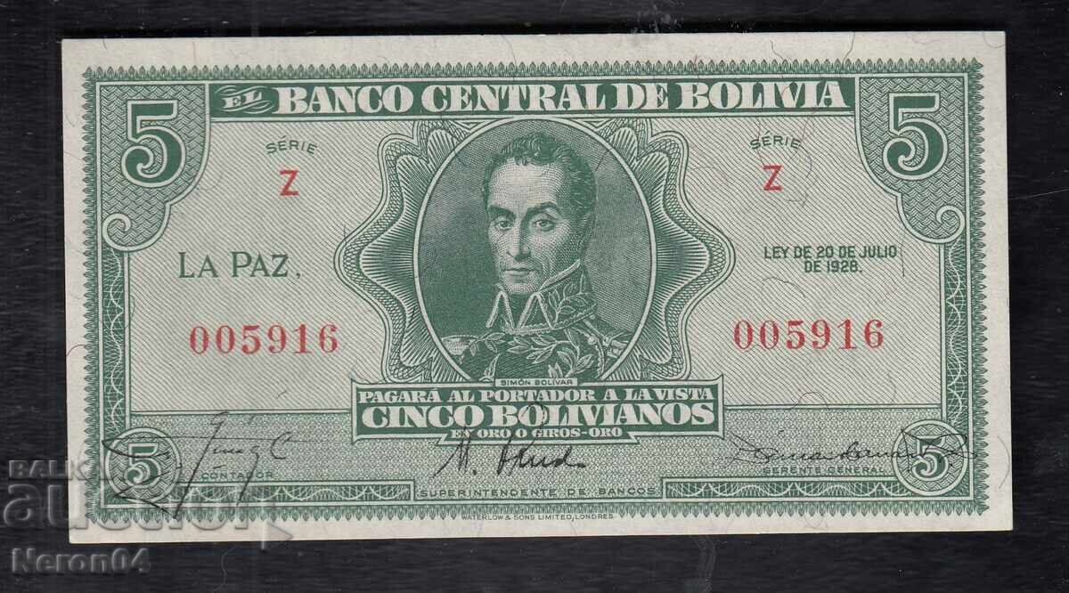 5 боливиано 1928, Боливия
