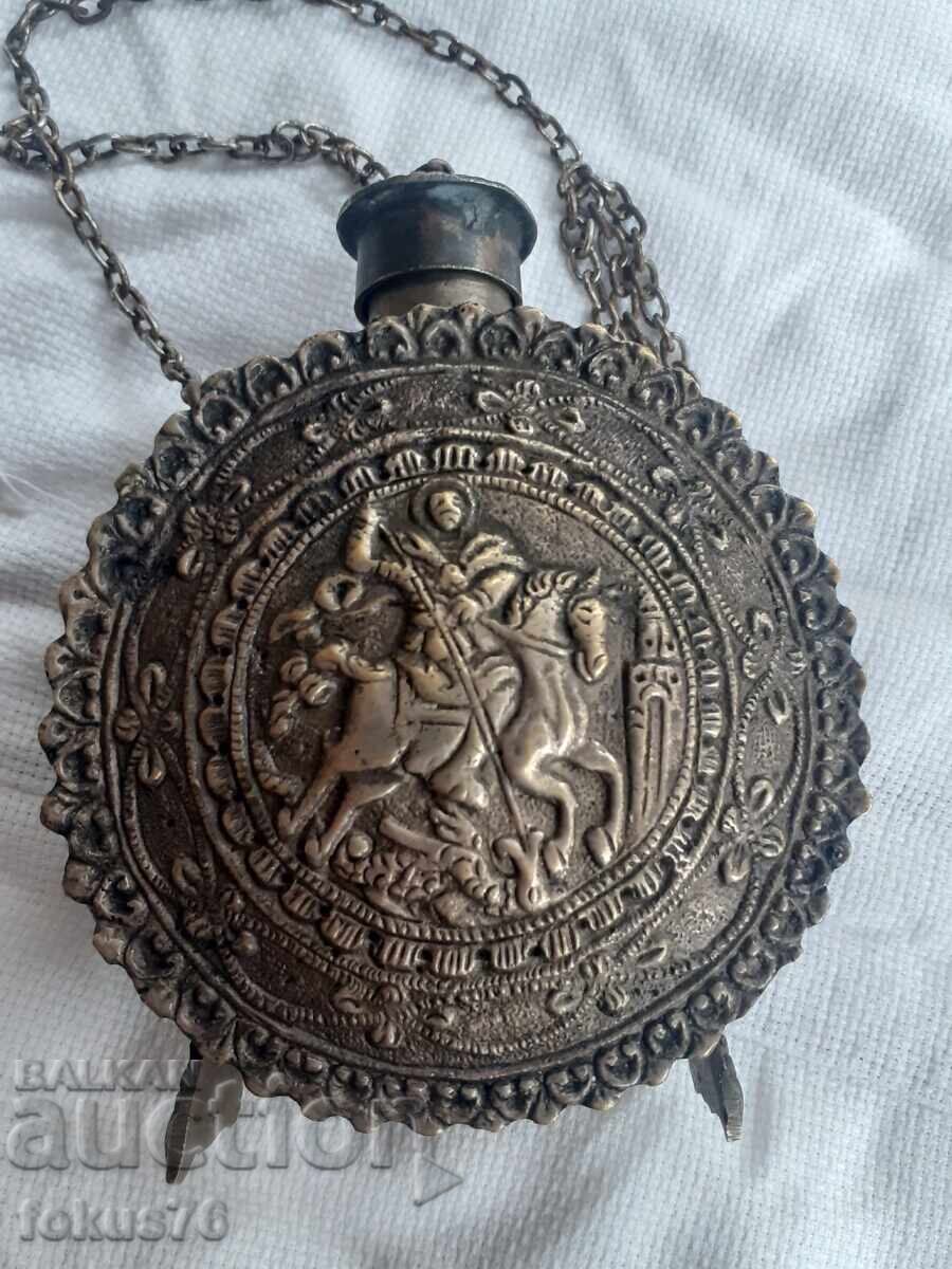 Authentic Revival-era Bronze Pavur (Water Vessel) of Saint George with price 180.00 BGN | € 92.03 Authentic Revival-era Bronze Pavur (Water Vessel) of Saint George with price 180.00 BGN | € 92.03