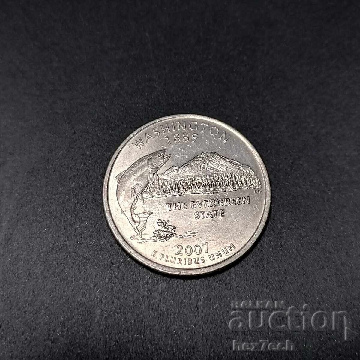 ❤️ ⭐ САЩ 2007 1/4 долар Вашингтон ⭐ ❤️