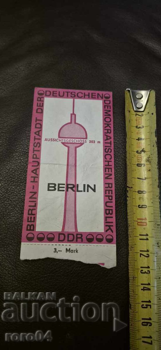 Licitație BERLIN - BILET - TURNUL DE TELEVIZIUNE - 1989
