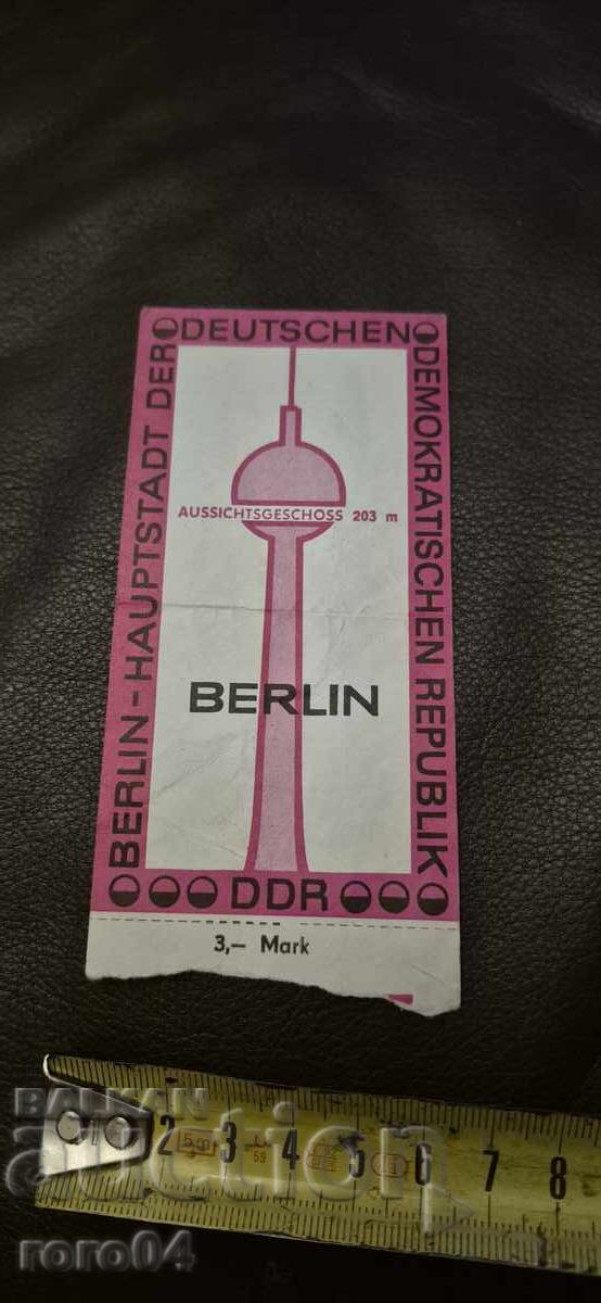 Παράδοση ΒΕΡΟΛΙΝΟ - ΕΙΣΙΤΗΡΙΟ - ΤΗΛΕΟΠΤΙΚΟΣ ΠΥΡΓΟΣ - 1989 Παράδοση ΒΕΡΟΛΙΝΟ - ΕΙΣΙΤΗΡΙΟ - ΤΗΛΕΟΠΤΙΚΟΣ ΠΥΡΓΟΣ - 1989