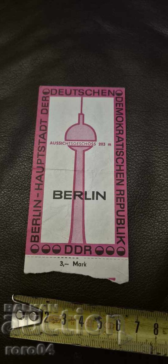 Livrarea BERLIN - BILET - TURNUL DE TELEVIZIUNE - 1989
