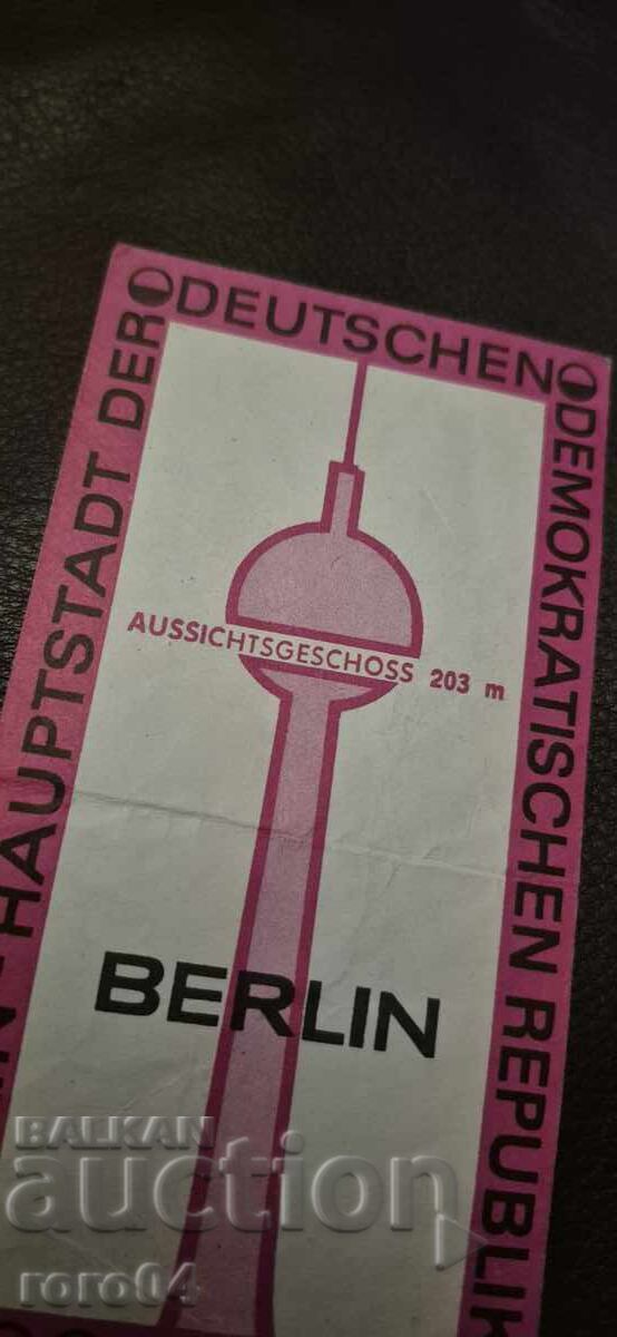 BERLIN - BILET - TURNUL DE TELEVIZIUNE - 1989 - 5