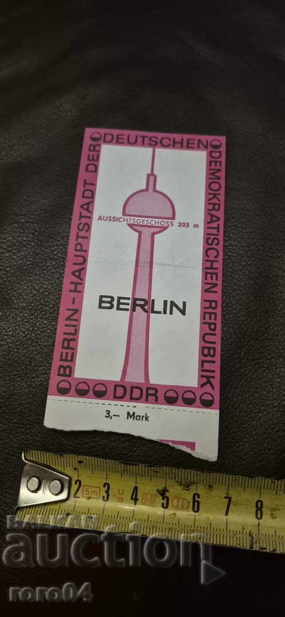 Livrarea BERLIN - BILET - TURNUL DE TELEVIZIUNE - 1989