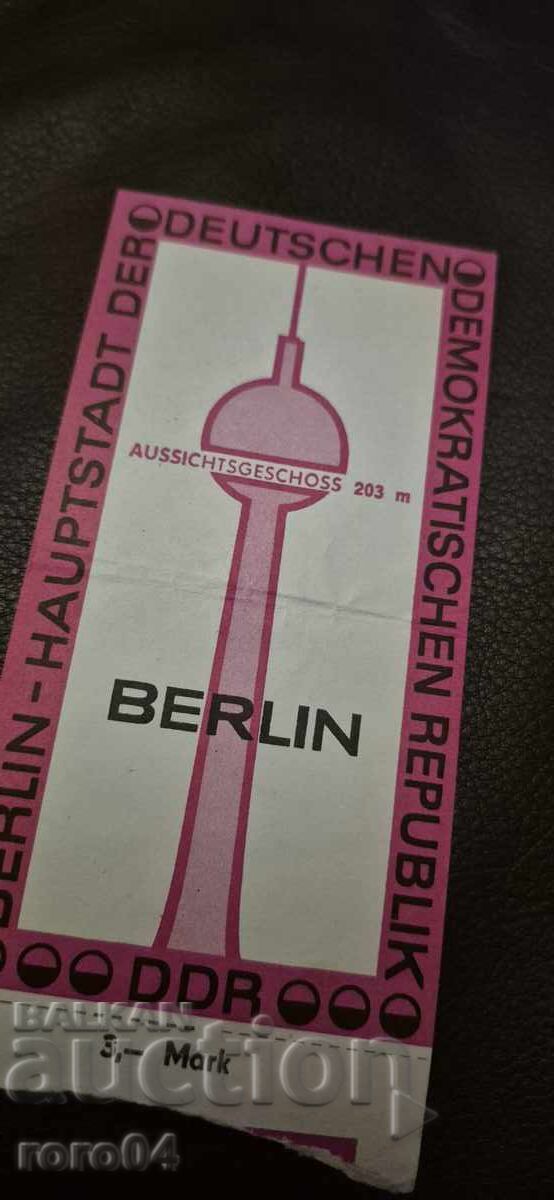 BERLIN - BILET - TURNUL DE TELEVIZIUNE - 1989 - 5