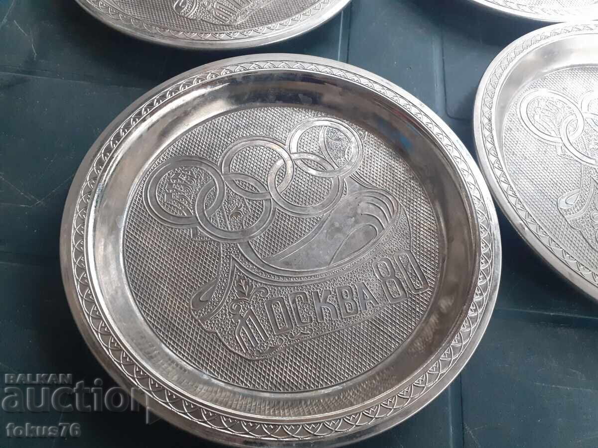 Moscow 80 - Lot of six metal collector plates with price 49.00 BGN | € 25.05 Moscow 80 - Lot of six metal collector plates with price 49.00 BGN | € 25.05