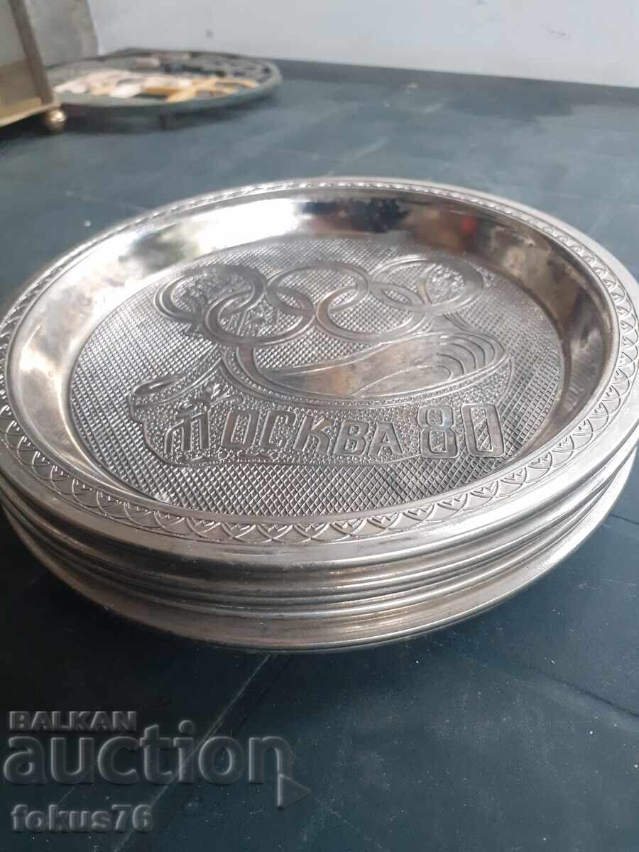 Moscow 80 - Lot of six metal collector plates - 5 Moscow 80 - Lot of six metal collector plates - 5
