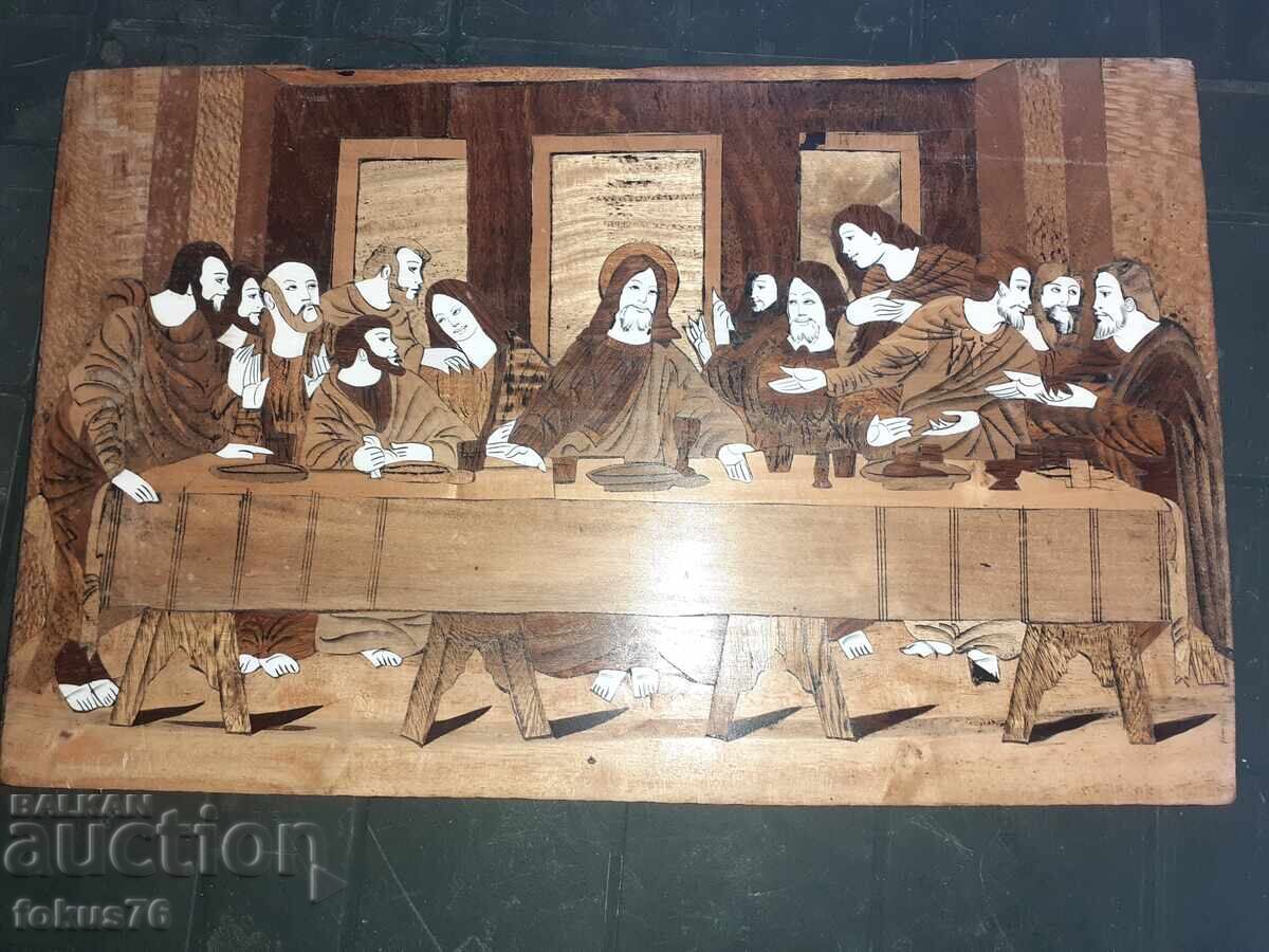 The Last Supper unique old icon, sitarzi from wood and bone with price 190.00 BGN | € 97.15