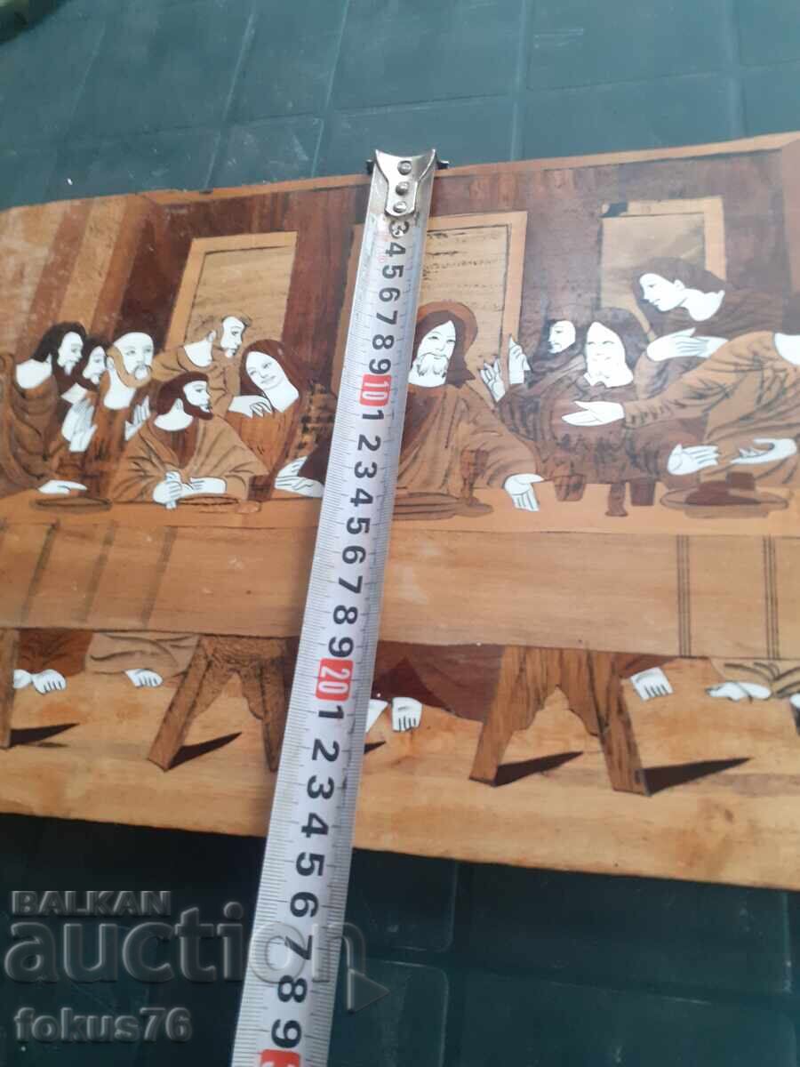 The Last Supper unique old icon, sitarzi from wood and bone - 6