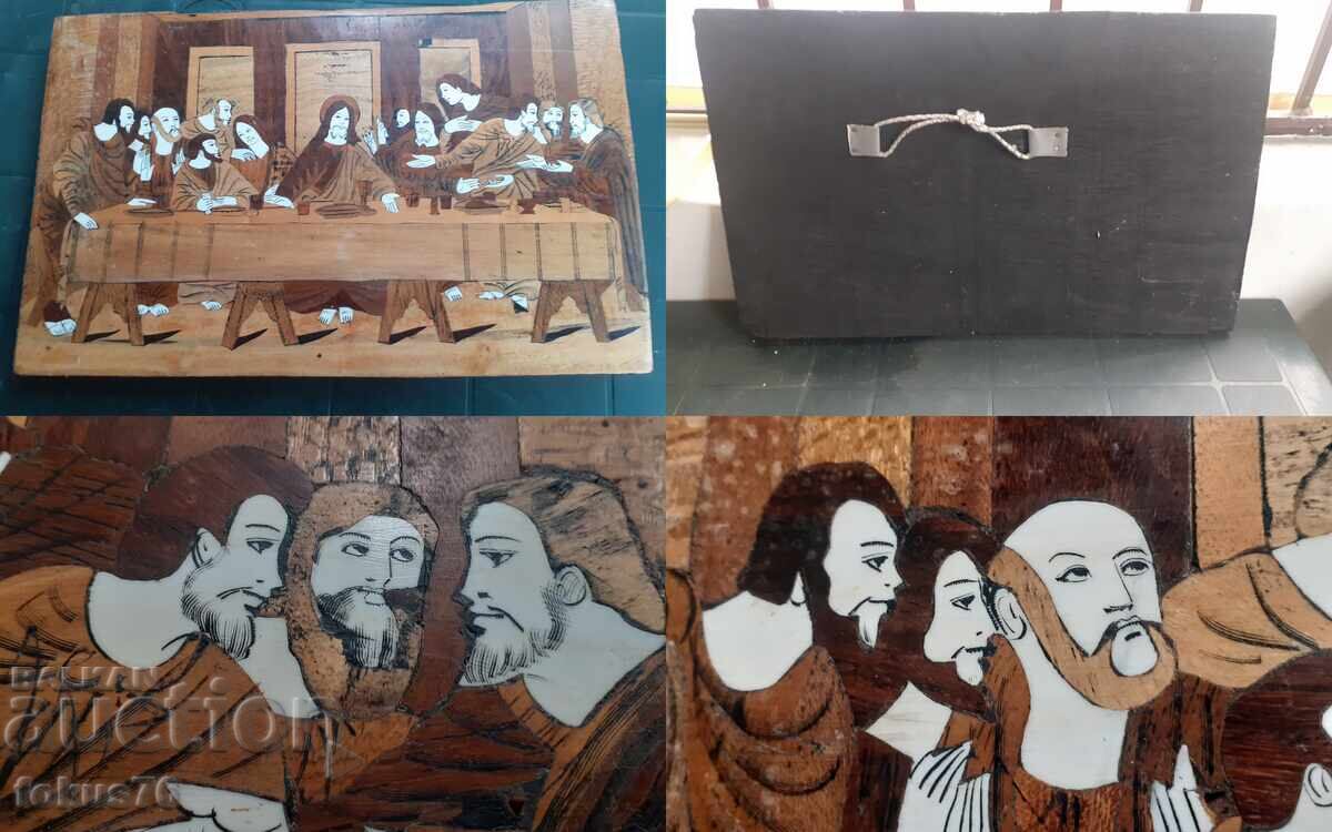 The Last Supper unique old icon, sitarzi from wood and bone - 7