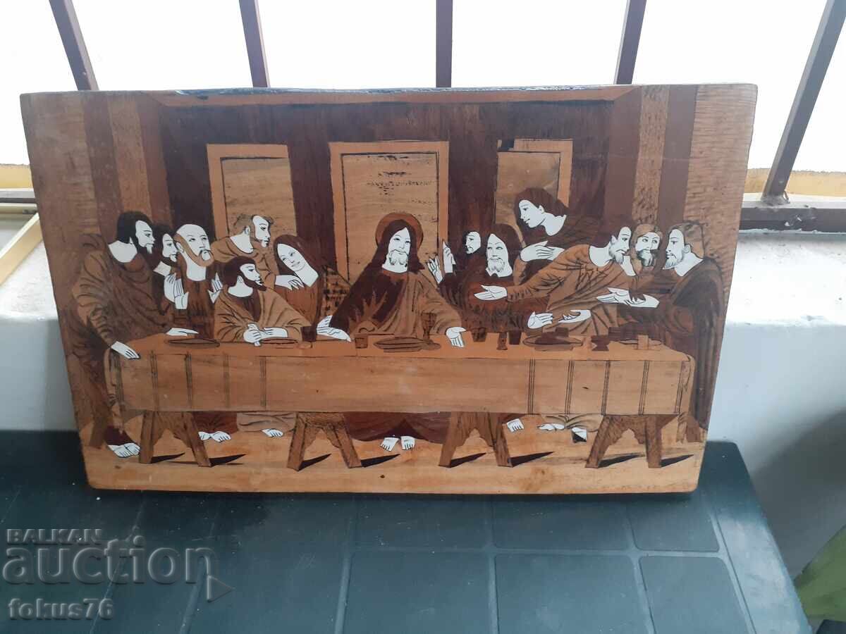 The Last Supper unique old icon, sitarzi from wood and bone