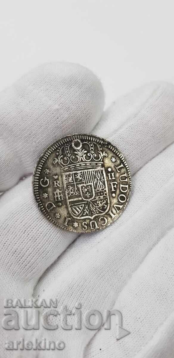 Много рядка сребърна монета 2 реала 1724 г. Испания SEGOVIA - 5 Много рядка сребърна монета 2 реала 1724 г. Испания SEGOVIA - 5