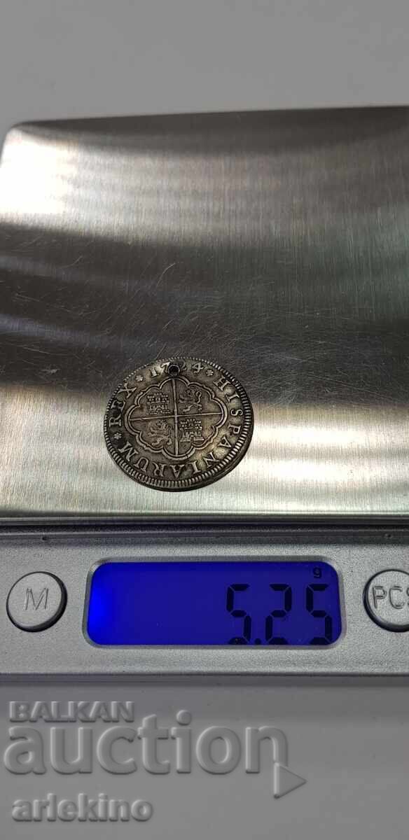 Много рядка сребърна монета 2 реала 1724 г. Испания SEGOVIA - 6 Много рядка сребърна монета 2 реала 1724 г. Испания SEGOVIA - 6