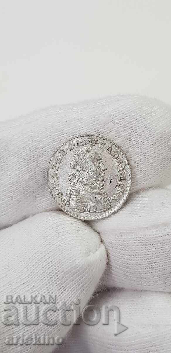 Monedă rară de argint 4 GROOT 1764 Germania 2,43 g cu preț 95.00 BGN | € 48.57 Monedă rară de argint 4 GROOT 1764 Germania 2,43 g cu preț 95.00 BGN | € 48.57