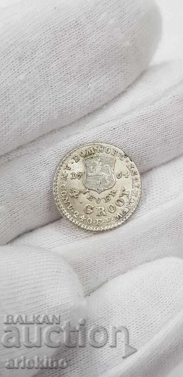 Monedă rară de argint 4 GROOT 1764 Germania 2,43 g - 5 Monedă rară de argint 4 GROOT 1764 Germania 2,43 g - 5