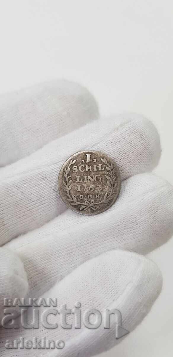 Σπάνιο ασημένιο νόμισμα 11 σελίνια 1763 Γερμανία Αμβούργο - 7