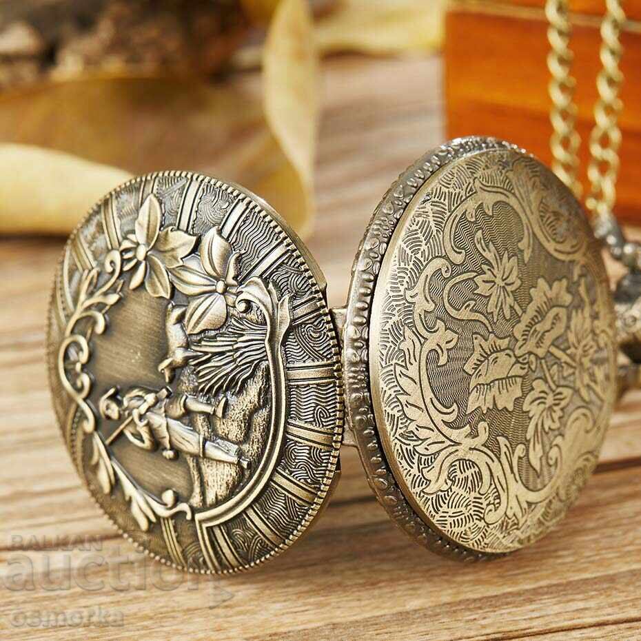 Auction  New Pocket Watch Hunter Dog Huntsman Hunting Forest Game Wild Boar