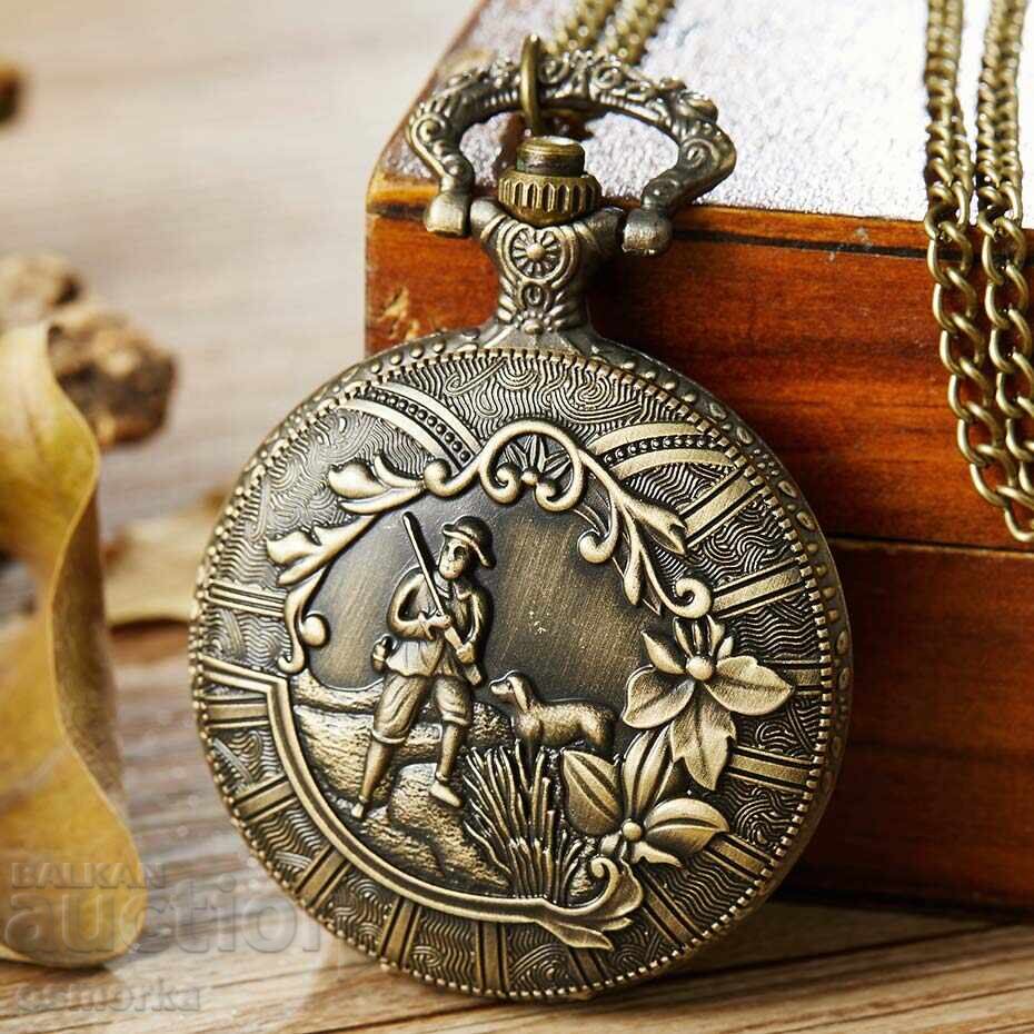 New Pocket Watch Hunter Dog Huntsman Hunting Forest Game Wild Boar