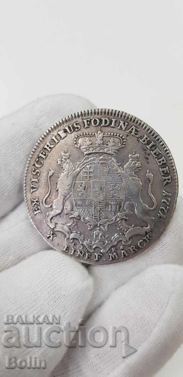 Рядка сребърна монета Талер 1771 Германия - 6