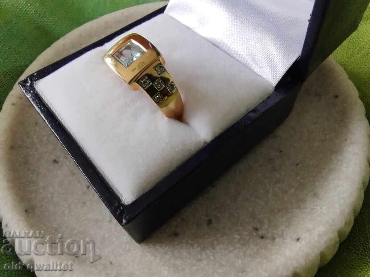 Inel de aur, Topaz și Diamante aur 333 cu preț 997.00 BGN | € 509.76