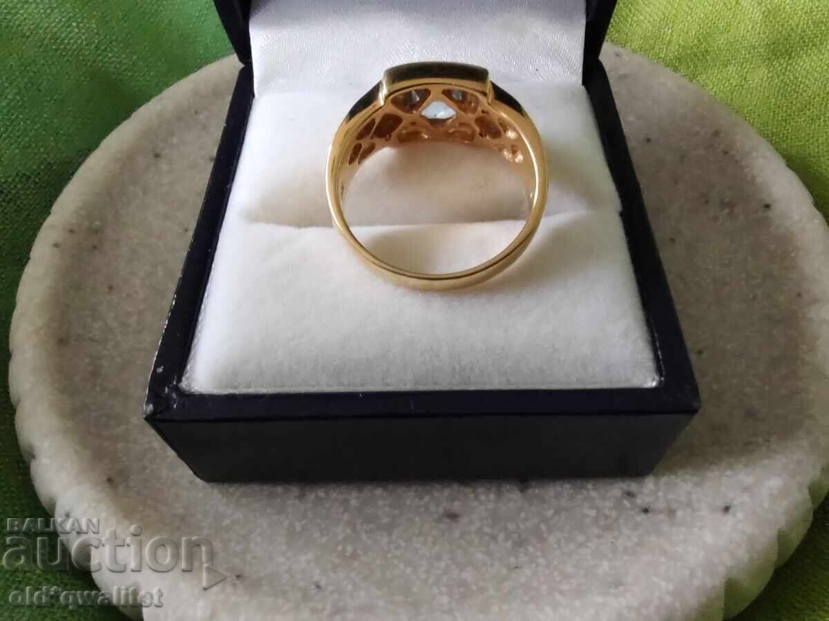 Inel de aur, Topaz și Diamante aur 333 - 5