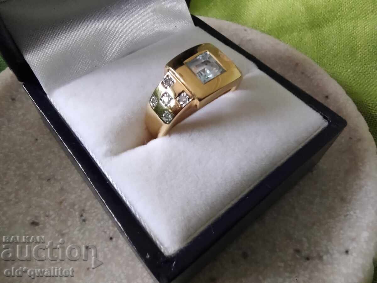 Inel de aur, Topaz și Diamante aur 333