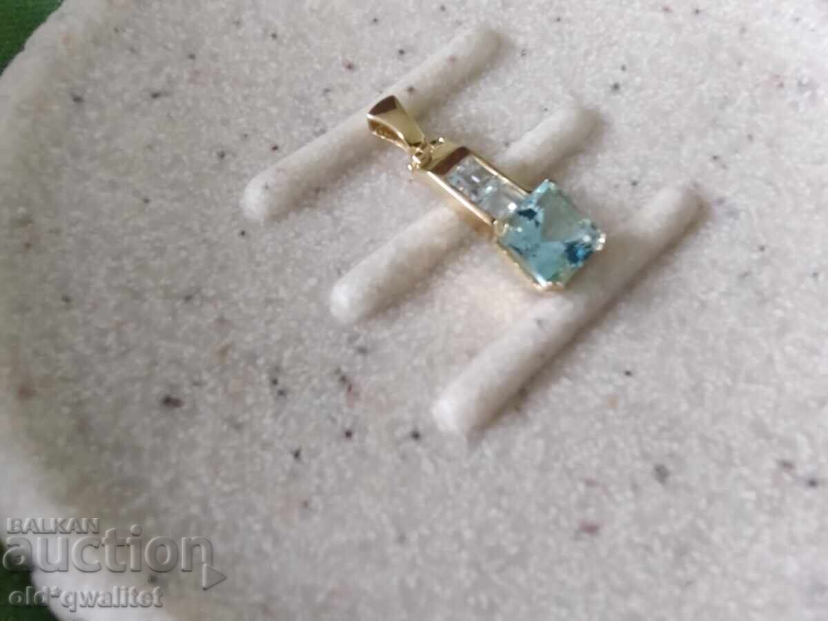 Auction Pendant with Natural Topaz, 585 Gold Auction Pendant with Natural Topaz, 585 Gold