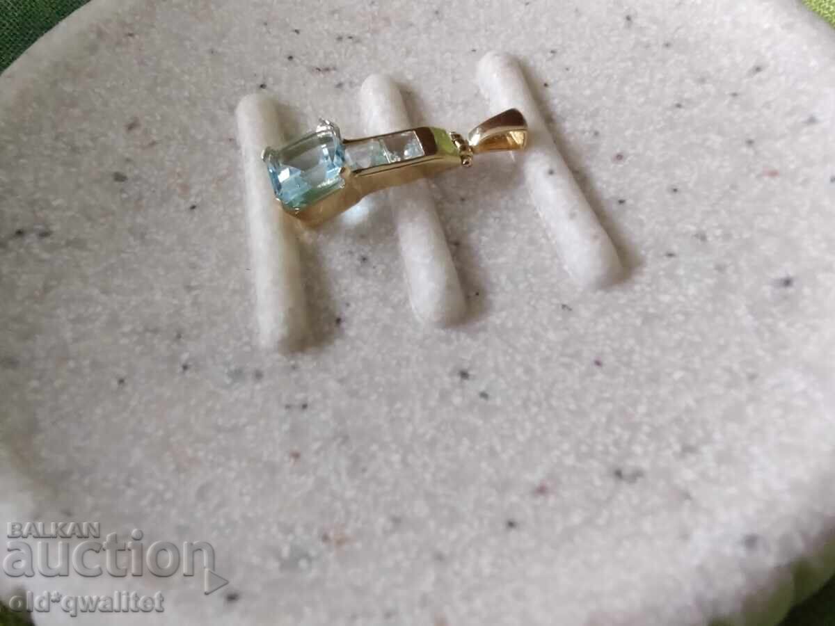 Pendant with Natural Topaz, 585 Gold - 5 Pendant with Natural Topaz, 585 Gold - 5