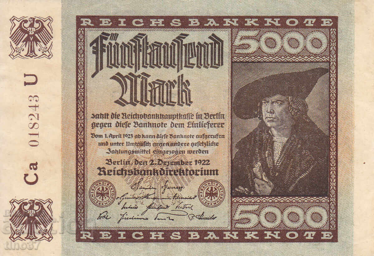 tino37 - GERMANY - 5000 MARKS - 1922 - VF+ with price 4.80 BGN | € 2.45 tino37 - GERMANY - 5000 MARKS - 1922 - VF+ with price 4.80 BGN | € 2.45