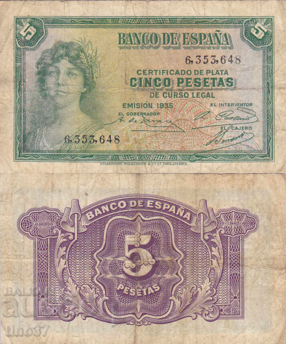 tino37 - SPAIN - 5 PESETAS - 1935 - F tino37 - SPAIN - 5 PESETAS - 1935 - F