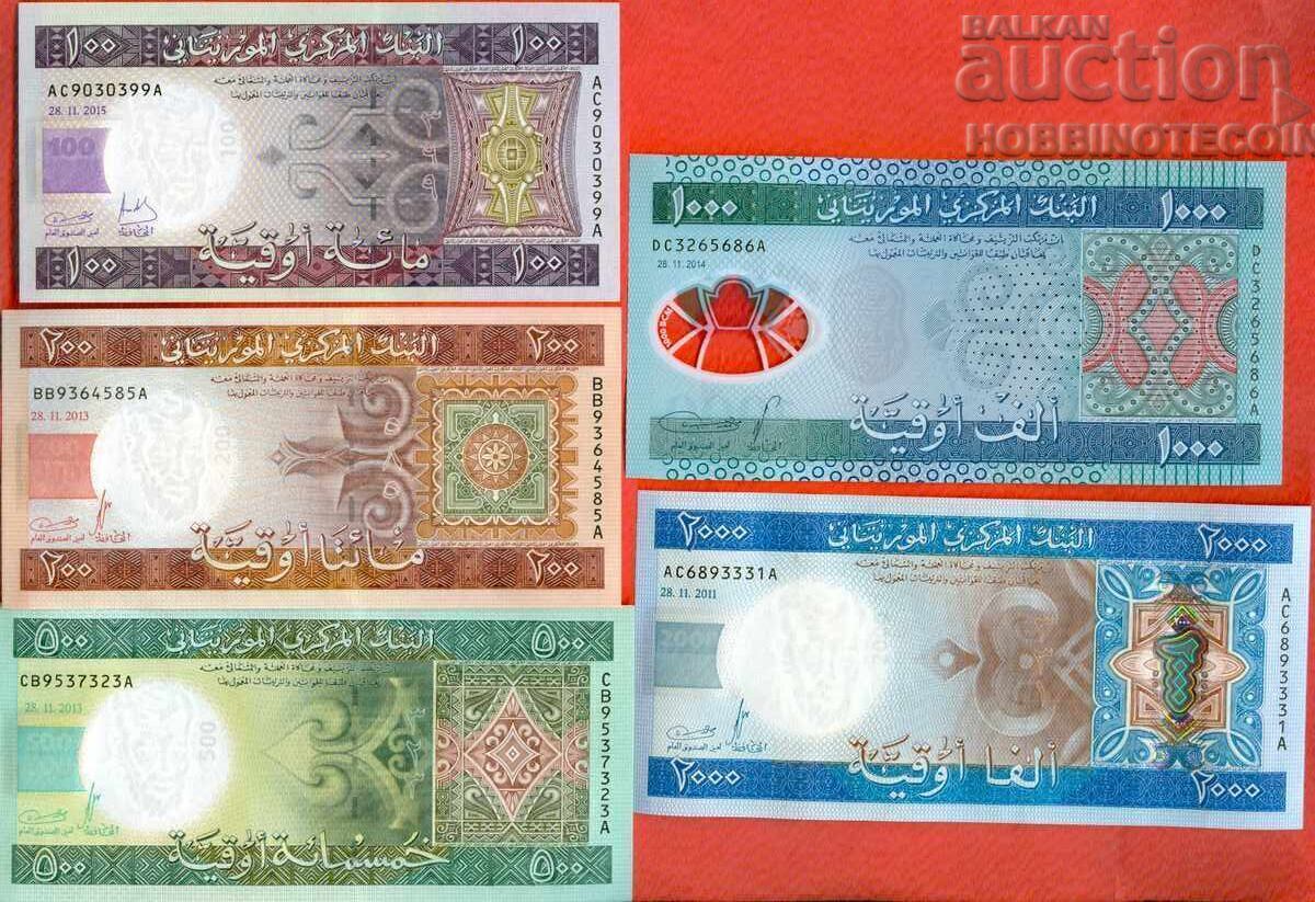 MAURITANIA MAURITANIA 100 200 500 1000 2000 SET NEW UNC MAURITANIA MAURITANIA 100 200 500 1000 2000 SET NEW UNC