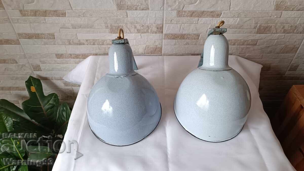 Old Enamel Lamps for Wall or Ceiling - No. 9 - Antique - 5 Old Enamel Lamps for Wall or Ceiling - No. 9 - Antique - 5