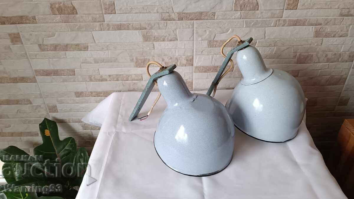 Old Enamel Lamps for Wall or Ceiling - No. 9 - Antique - 6 Old Enamel Lamps for Wall or Ceiling - No. 9 - Antique - 6