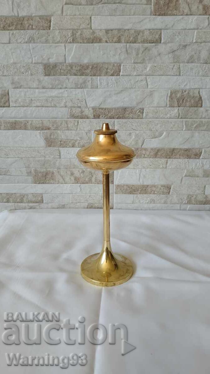 Old brass oil lamp - Handmade Denmark - 1960" - 7 Old brass oil lamp - Handmade Denmark - 1960" - 7