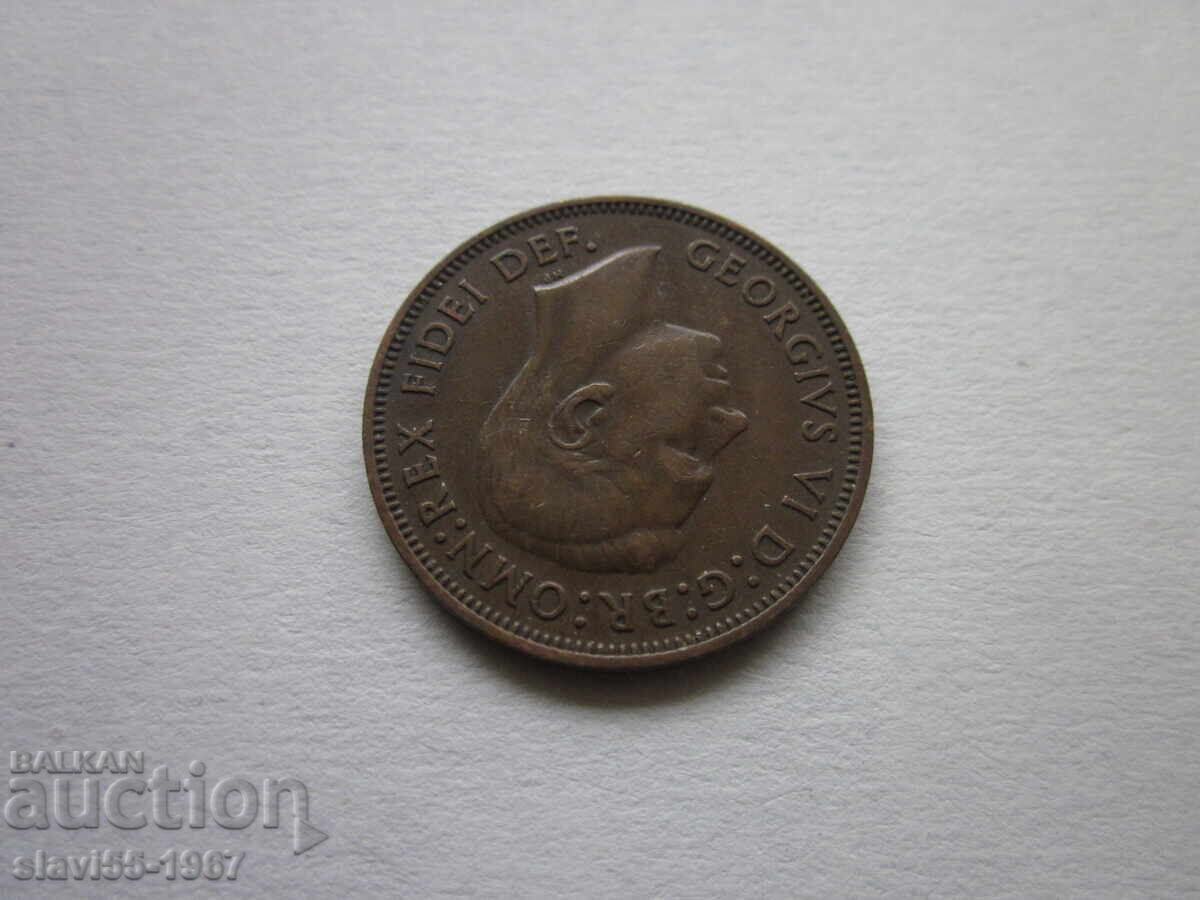 Доставка на ПОЛОВИН ПЕНИ АНГЛИЯ 1949г. ОТЛИЧНИ  БЗЦ  !!!
