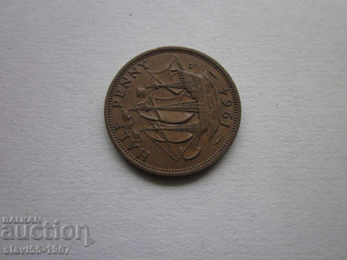 Аукцион ПОЛОВИН ПЕНИ АНГЛИЯ 1964г. ОТЛИЧНИ  БЗЦ  !!!