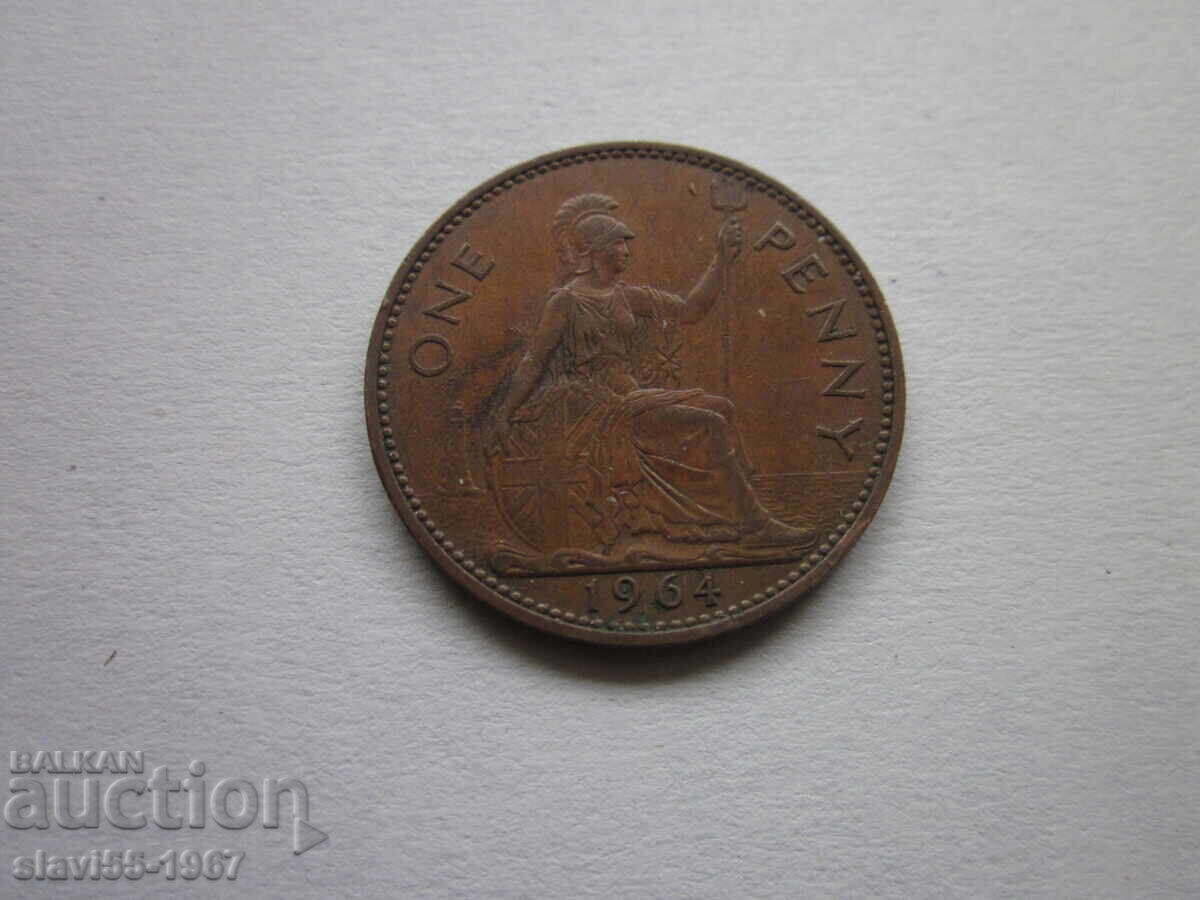 ONE PENNY ENGLAND 1964, EXCELLENT BZC!!!