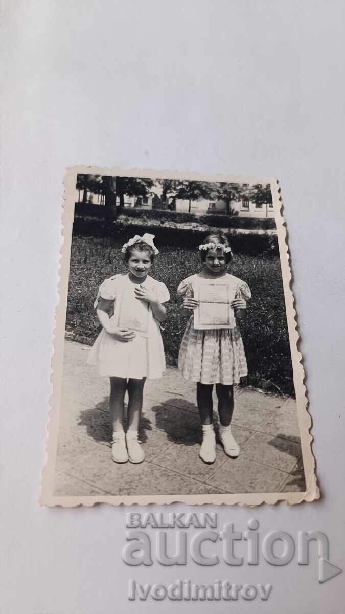 Photo of Two Girls with Certificates 1961 Photo of Two Girls with Certificates 1961